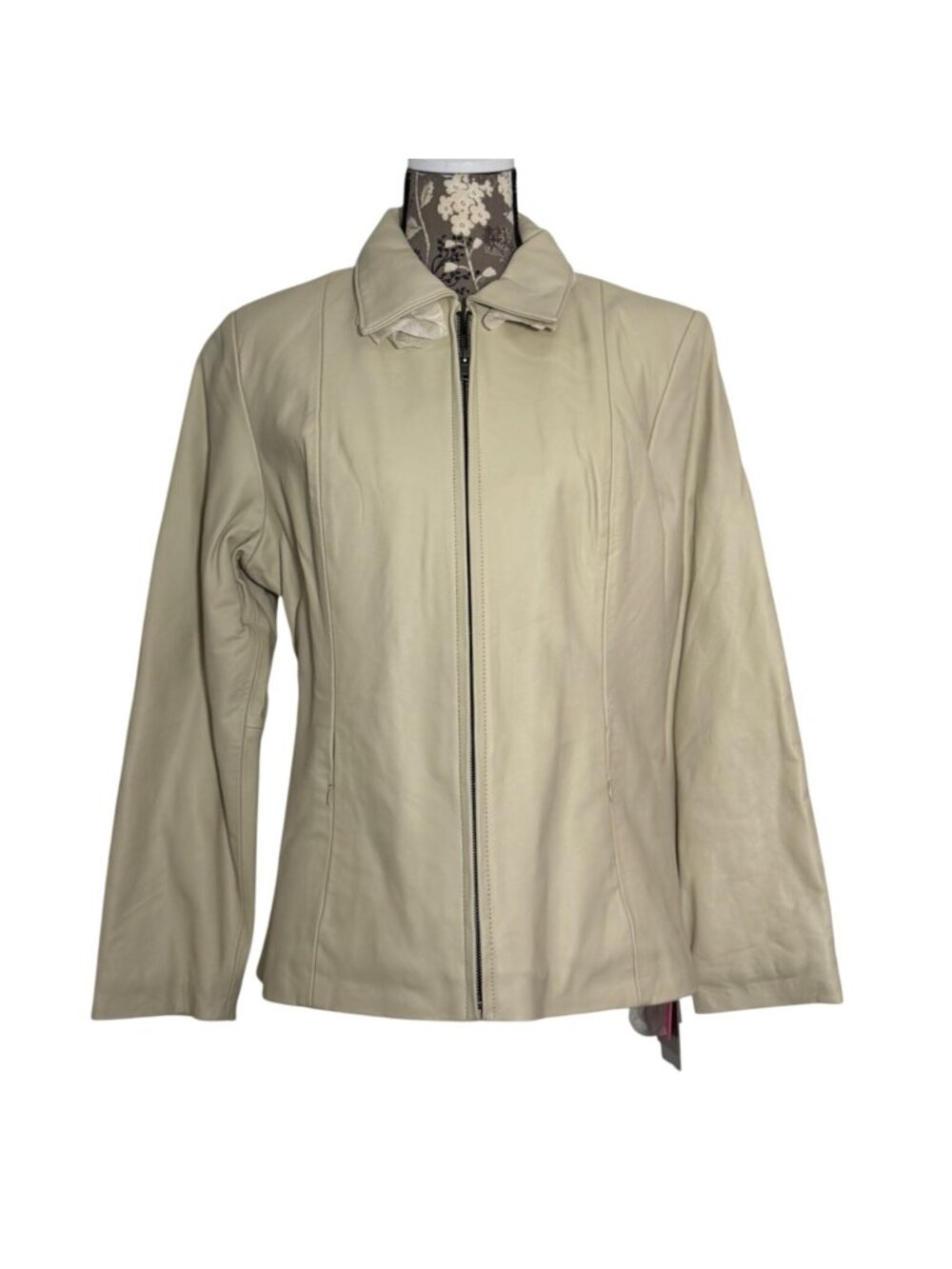 NWT Excelled Collection Pearl Leather Zipper Front Jacket Womens L